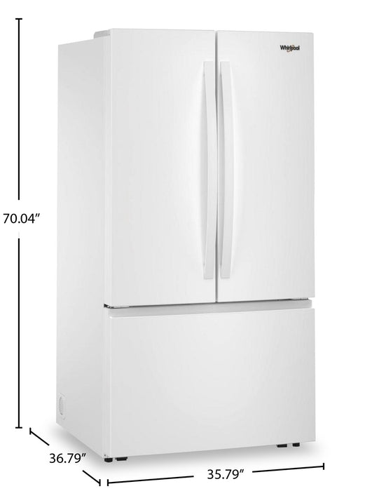 Whirlpool 36\" 30.5 Cu. Ft. French-Door Refrigerator with Interior Water Dispenser - White - WRFF3336SW