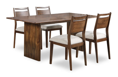 Vale 5pc Dining Set with Table & 4 Chairs, Wood, 72"W - Brown & Beige | Ensemble de salle à manger Vale 5 pièces en bois avec table de 72 po (l) et 4 chaises - brun et beige