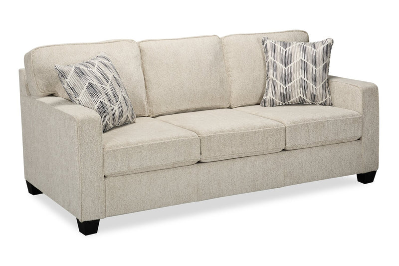 Made in Canada Lennox 83\" Chenille Fabric Sofa with Reversible Cushions and Accent Pillows - Taupe
