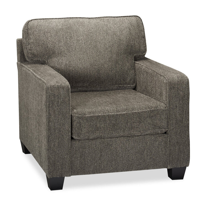 Made in Canada Lennox 35\" Chenille Fabric Chair with Reversible Cushions and Track Arms - Grey