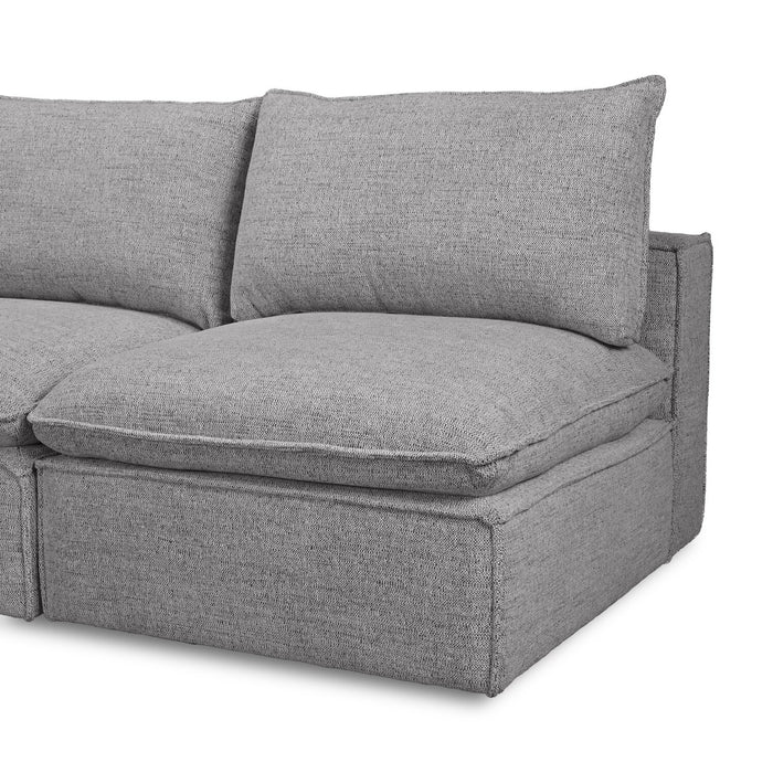 Fusion Modular 5-Piece Silver Grey Chenille Fabric Armless Sectional with Removable Feather Down Back Cushions