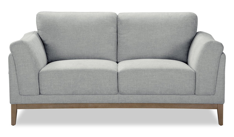 Valley 67.7\" Fabric Loveseat with Rubberwood Base and Legs - Grey