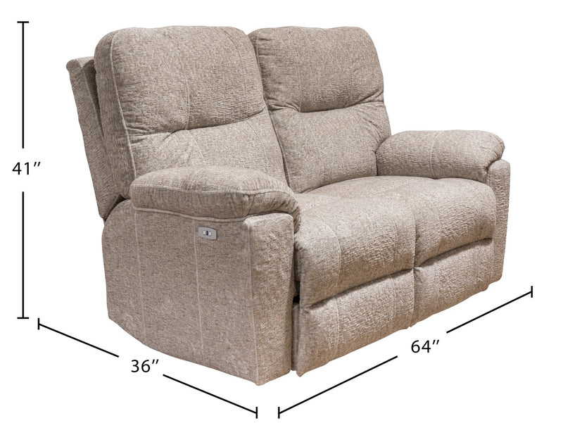 Made in Canada Dawson 64\" Fabric Power Reclining Loveseat with USB Port and Accent Pillows - Beige