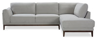 Horizon 2-Piece Right-Facing Fabric Sectional with Wood Base and Legs - Grey