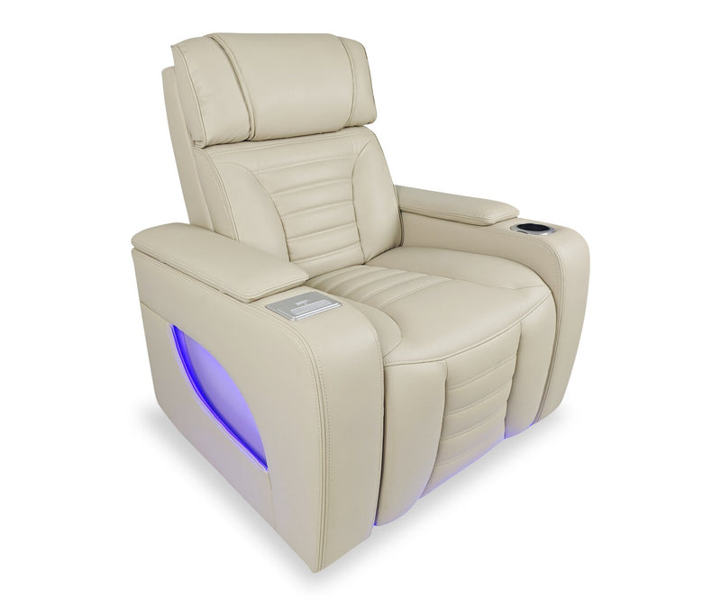 Zen 40\" Leather-Look Fabric Power Reclining Massage Chair with Power Headrest and Heated Seat - Apricot