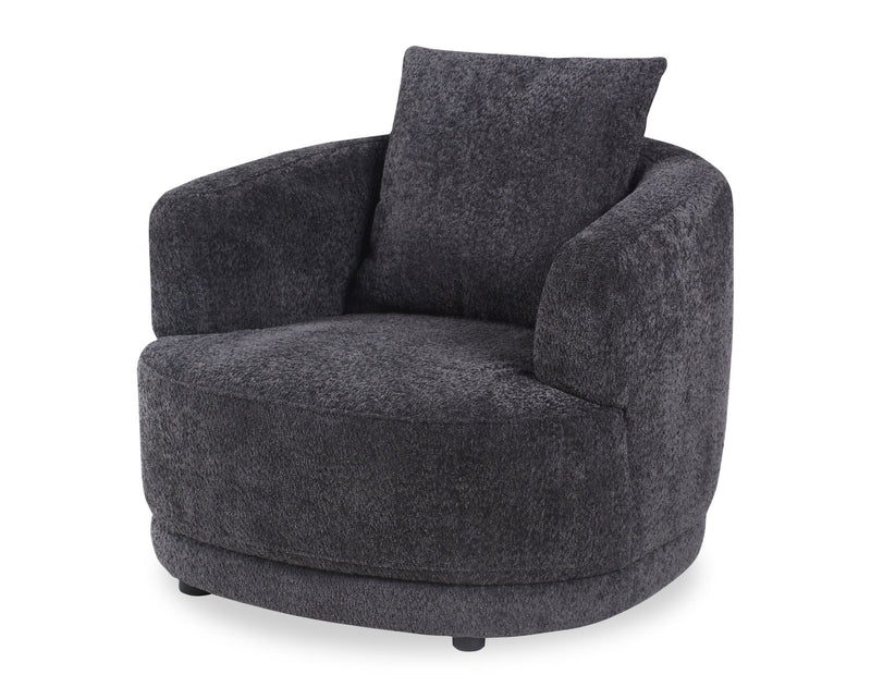 Moon 35.8\" Fabric Curved Chair with Accent Pillow - Wooly Raven Black