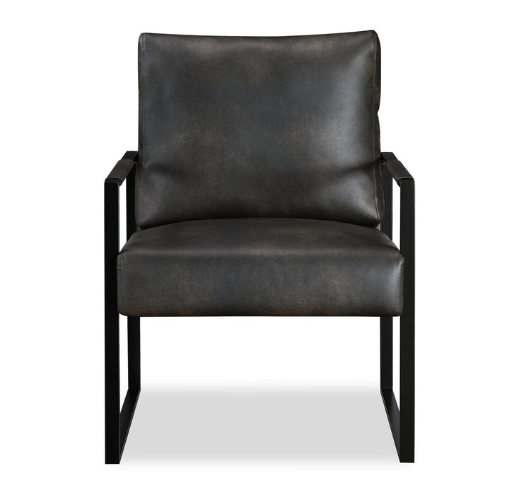 Nico 24.75\" Faux Leather Accent Chair with Metal Legs - Dark Grey