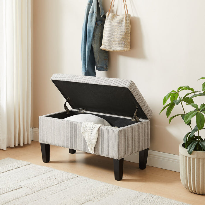Calgary 32\" Storage Fabric Ottoman - Grey Striped
