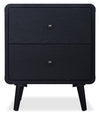 Milan Bedside 2-Drawer Nightstand, Mid-Century Modern,  22\"W x 26\"H - Black