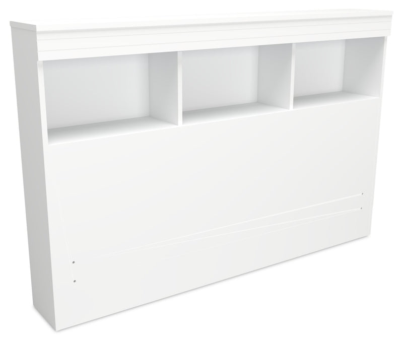 Riley Mates Bed with Bookcase Headboard Set for Kids,Made in Canada, White - Full Size