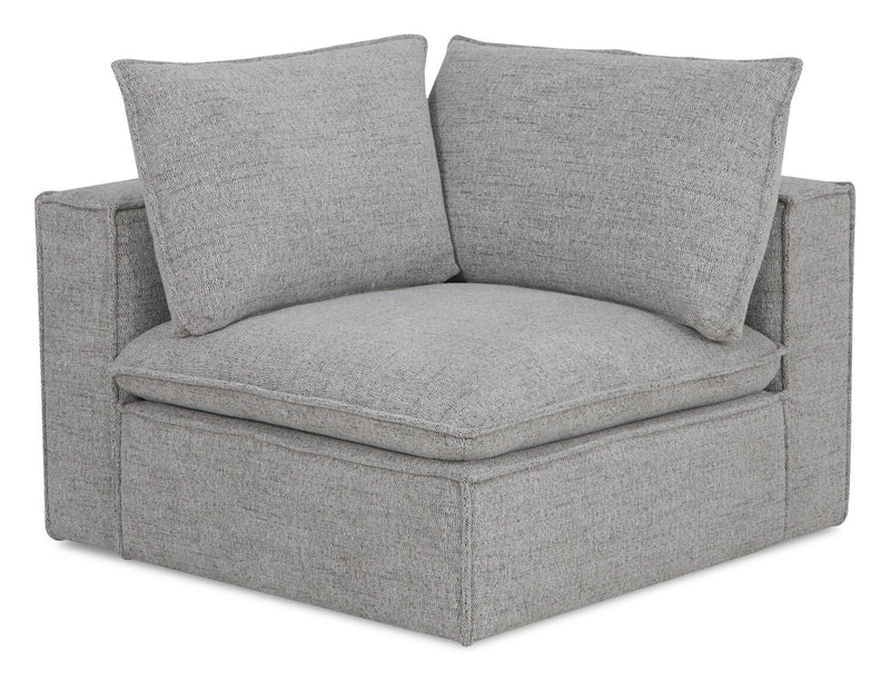 Fusion Modular 8-Piece Silver Grey Chenille Fabric Sectional with Removable Feather Down Back Cushions
