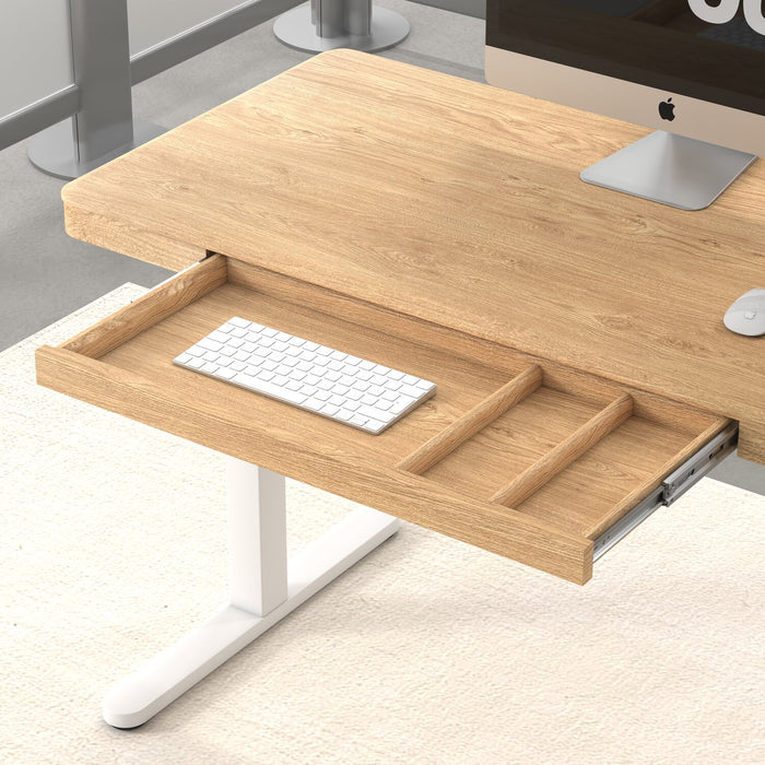Loft 47.24” Height-Adjustable Office Desk with Storage and Wireless Charging - Natural