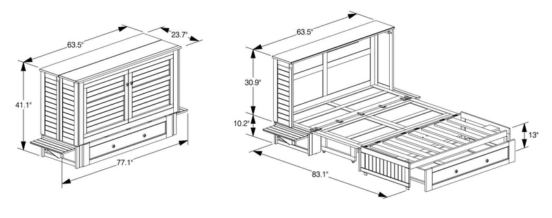 Parker Cabinet Bed, Brushed Driftwood - Queen Size