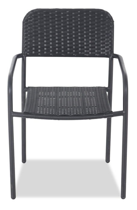 Paris 3-Piece Outdoor Patio Bistro Set with 2 Chairs and Glass Top Table - Hand-Woven Resin Wicker, UV & Weather Resistant  - Black