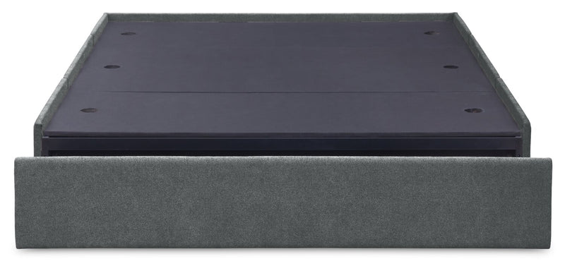 Amos Upholstered Storage Bed Base in Charcoal Fabric with 3 Built-in Drawers  - Full Size