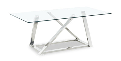 Briar 47" Modern Glass Top Coffee Table - Silver | Table à café moderne Briar de 47 po avec dessus en verre - argentée