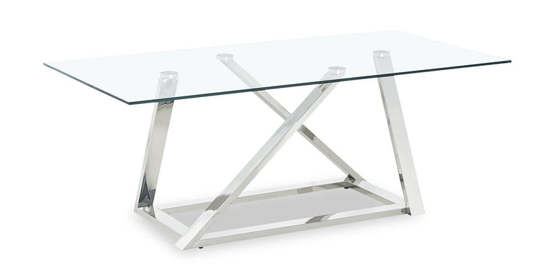 Briar 47\" Modern Glass Top Coffee Table - Silver