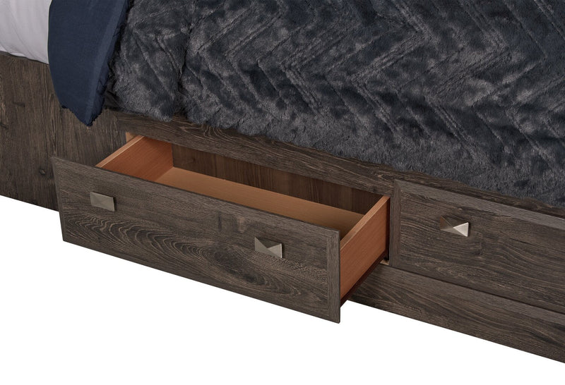 Yorkdale 6-Drawer Platform Bed with Headboard & Storage Frame, Made in Canada, Grey - Queen Size