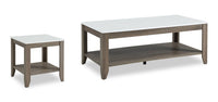Carlton 47.5” Modern 2-Pack Coffee + End Table with Shelf - Taupe