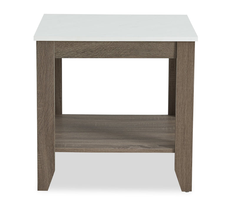Carlton 47.5” Modern 2-Pack Coffee + End Table with Shelf - Taupe