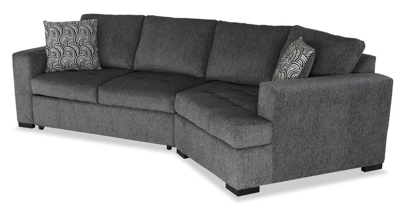 Made in Canada Legend 2-Piece Right-Facing Chenille Fabric Cuddler Sleeper Sectional - Pepper Grey
