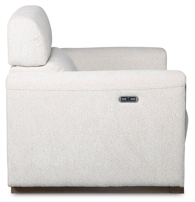 Sable 38\" Chenille Fabric Power Reclining Chair with Power Headrest and USB Port - Alabaster White