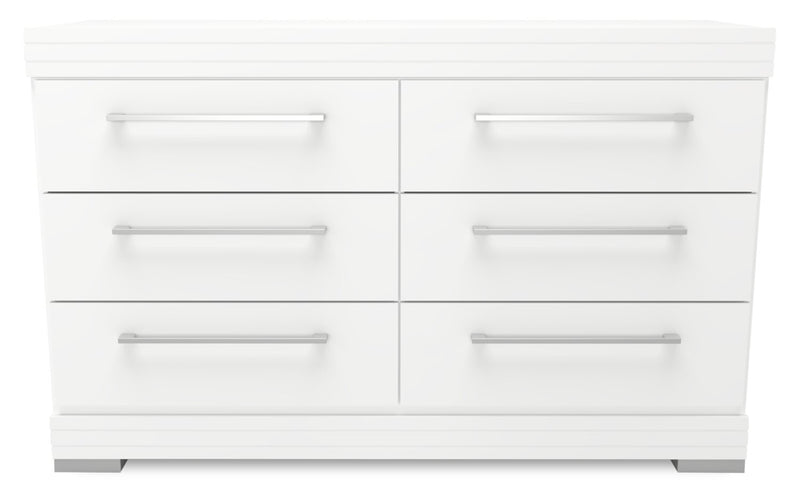 Riley Mates Bed 6pc Set with Bookcase Headboard, Dresser, Mirror & Nightstand, White - Full Size