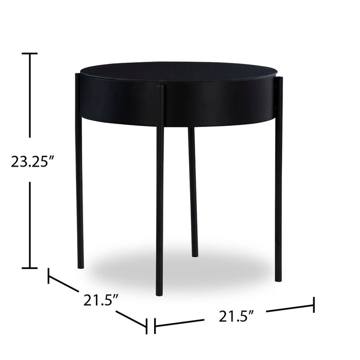 Moira 36” Modern 3-Pack Round Coffee + 2 End Tables - Black