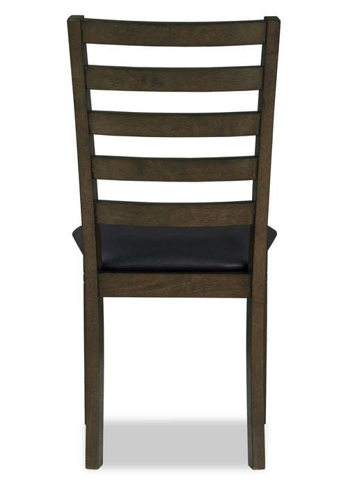 Devon Dining Chair with Vegan Leather Fabric, Wood - Dark Brown