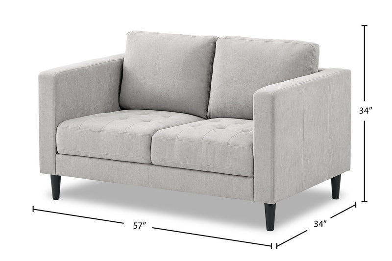 Metro 57\" Fabric Loveseat with Tufted Seat Cushions and Reversible Back Cushions - Neutral