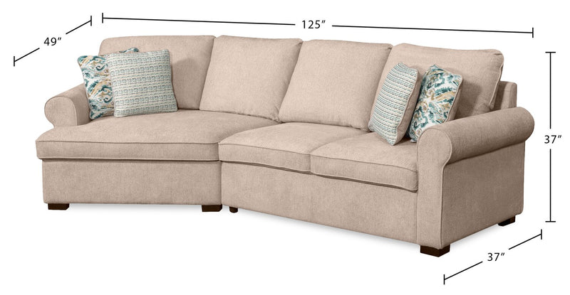 Scott Living Haven 2-Piece Left-Facing Chenille Fabric Cuddler Sectional - Taupe