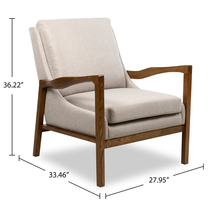 Echo 27.95\" Fabric Accent Chair with Wood Arms and Legs - Beige