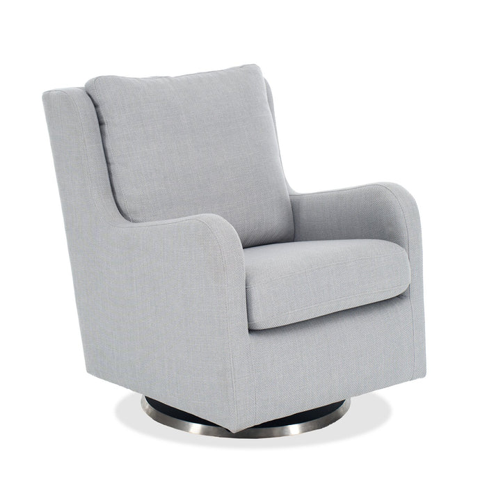 Ellie 29\" Linen-Look Fabric Swivel Glider Accent Chair with Wingback and Recessed Arms - Grey