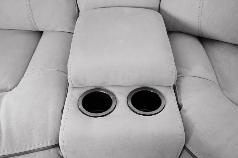 Cindy Crawford Home Newport 6-Piece Faux Suede Power Reclining Sectional with Armless Reclining Chair - Grey