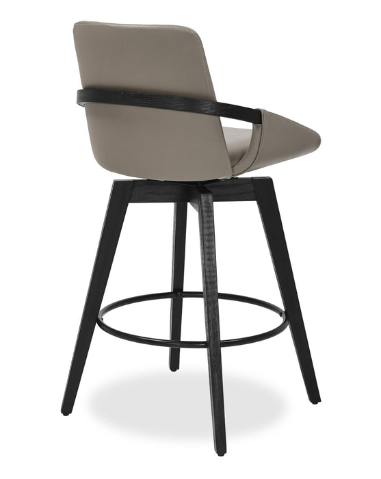 Apex Counter-Height Stool with Swivel Seat, Vegan Leather Fabric, Metal - Taupe