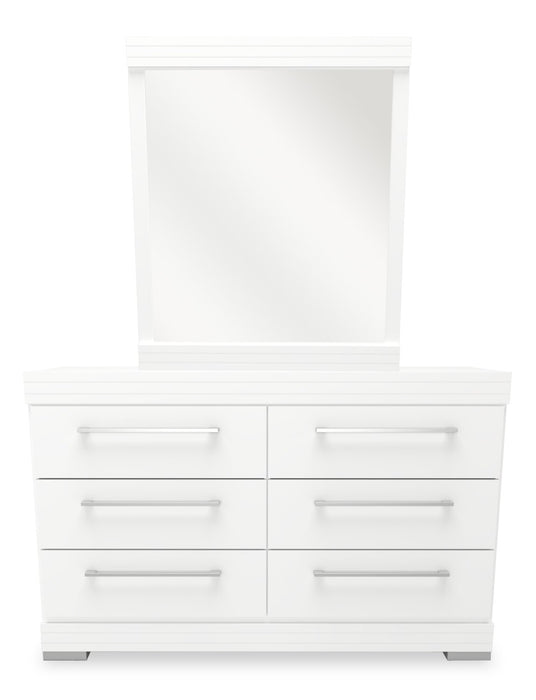 Riley 5pc Bedroom Set with Panel Bed, Dresser & Mirror, Made in Canada, White - Twin Size