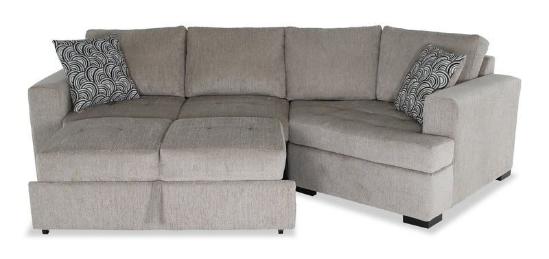 Made in Canada Legend 2-Piece Right-Facing Chenille Fabric Cuddler Sleeper Sectional - Platinum Beige