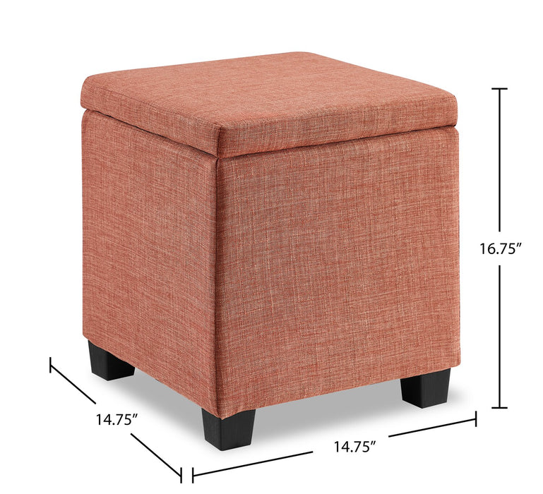 Halifax 14.75\" Square Fabric Storage Ottoman - Orange
