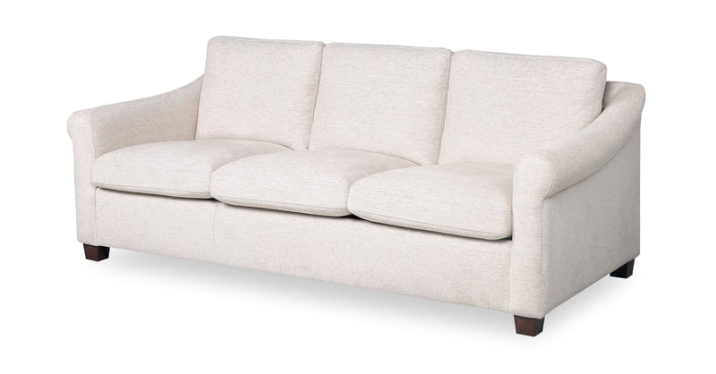 Mallie 84\" Chenille Fabric Sofa with Rolled Arms and Wood Legs - Shell White
