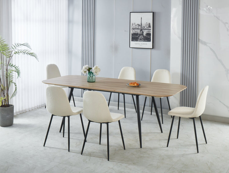 Joss Dining Chair with Polyester Fabric, Metal - White