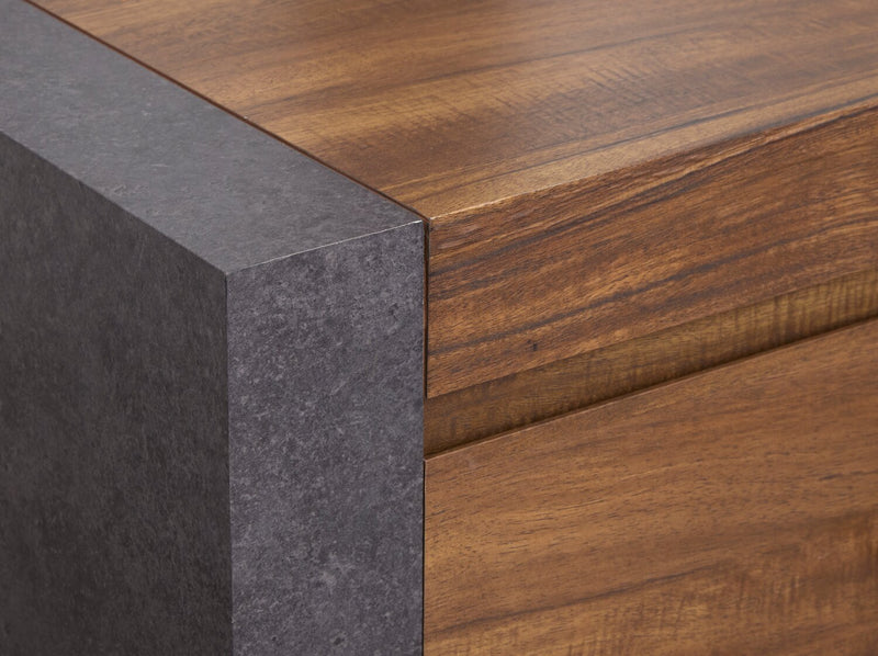 Dante Bedroom 4-Drawer Chest with Storage Cabinet, 46\"W x 45\"H - Brown