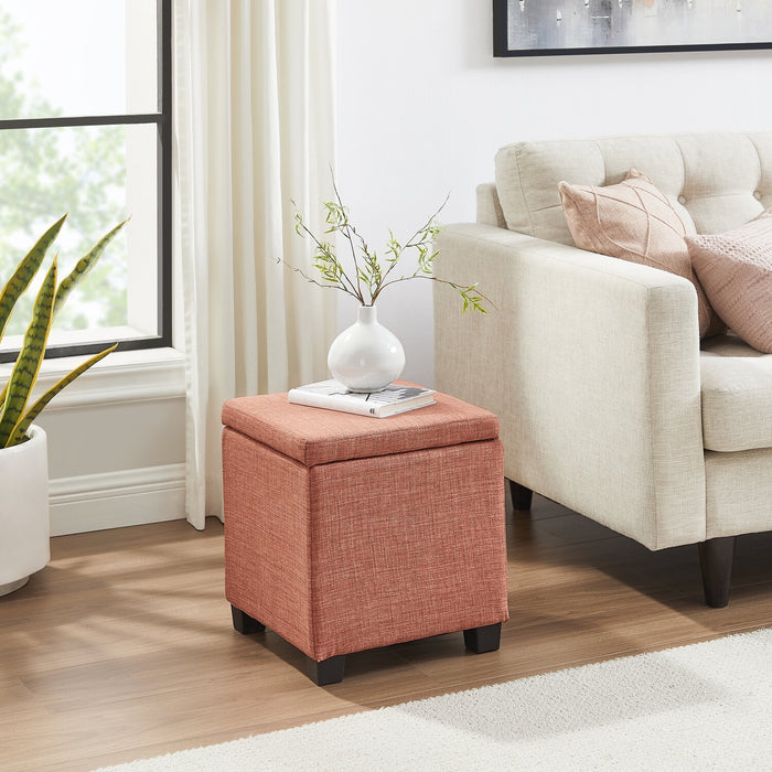 Halifax 14.75\" Square Fabric Storage Ottoman - Orange