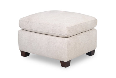 Mallie 28" Chenille Fabric Ottoman with Wood Legs - Shell White | Pouf Mallie de 28 po en tissu de chenille avec pattes en bois - blanc coquillage