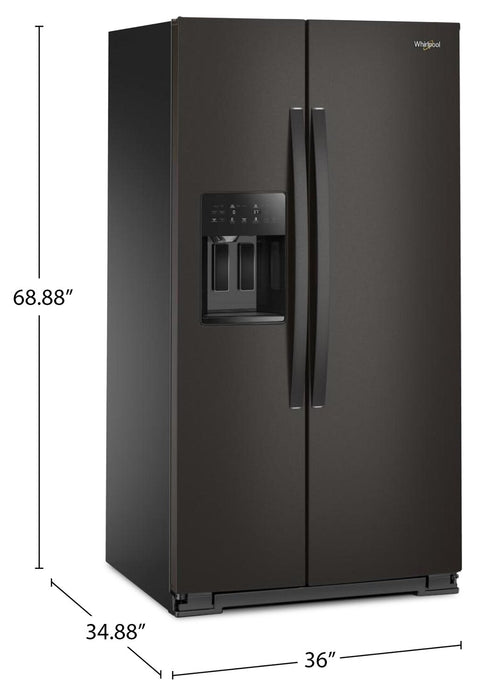 Whirlpool 36\" 28.7 Cu. Ft. Side-by-Side Refrigerator – Black Stainless - WRSF5536RV