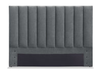 Amos Upholstered Headboard in Charcoal Fabric, Channelled - Queen Size