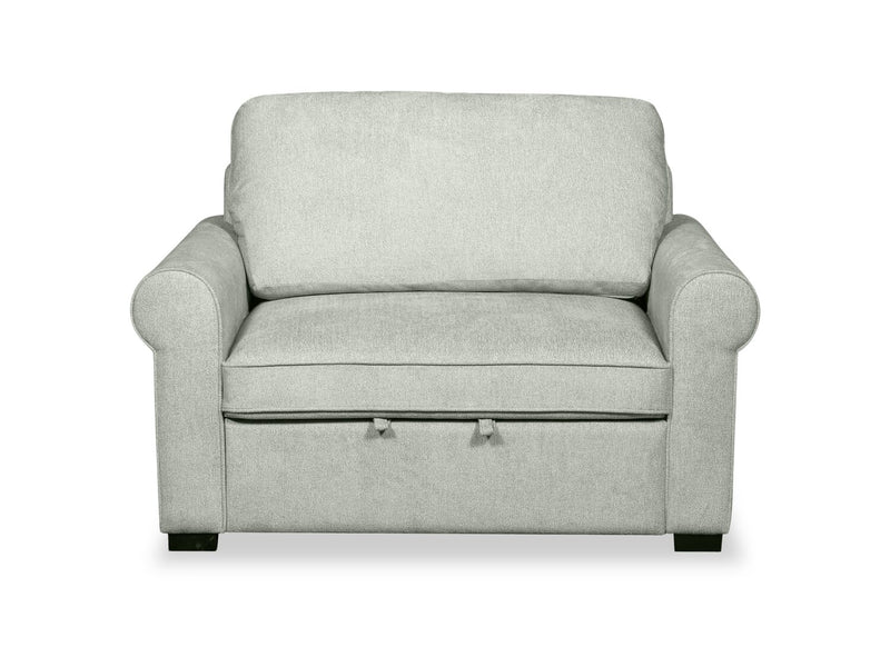 Scott Living Haven 55\" Chenille Fabric Sleeper Chair with Wood Legs - Seafoam Blue