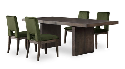 Zelda 5pc Dining Set with Table & 4 Chairs, 78-96"W - Green & Espresso Brown | Ensemble de salle à manger Zelda 5 pièces avec table de 78 po à 96 po (L) et 4 chaises - vert et brun espresso