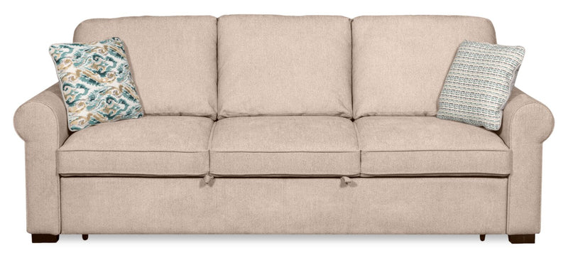 Scott Living Haven 96\" Chenille Fabric Sleeper Sofa with Wood Legs - Taupe
