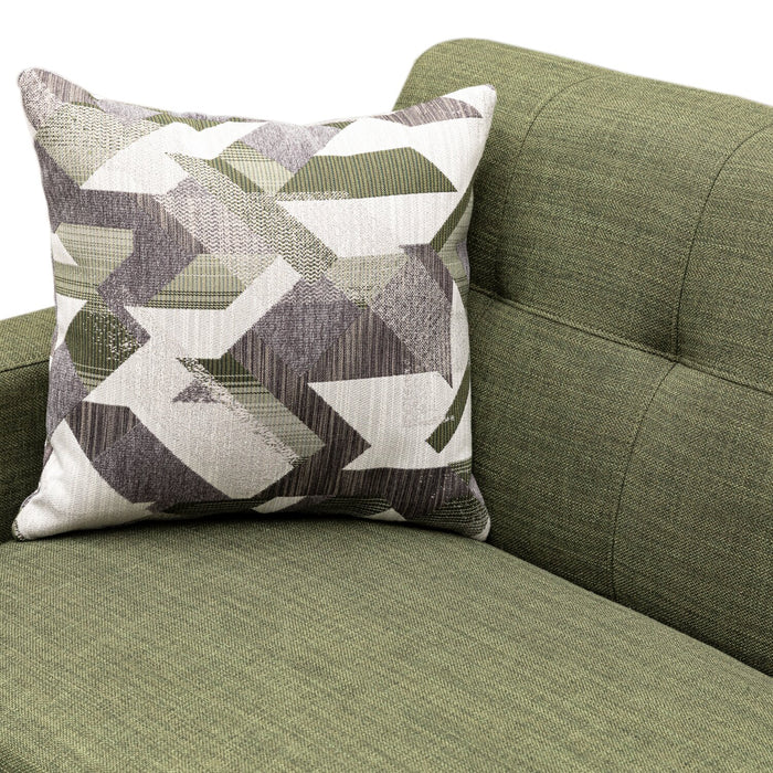 Kort & Co. Freeman 80” Linen-Look Fabric Condo Size Sofa with Wood Legs - Avocado Green