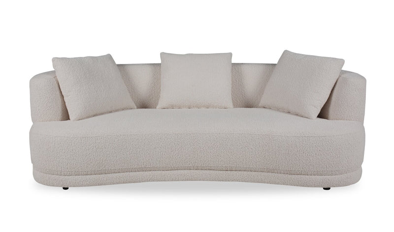 Moon 91\" Fabric Curved Sofa with Accent Pillows - Wooly Almond White